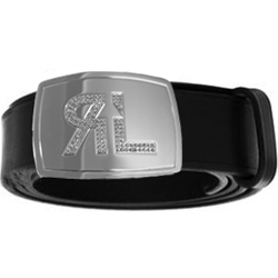 Diamante buckle on black leather